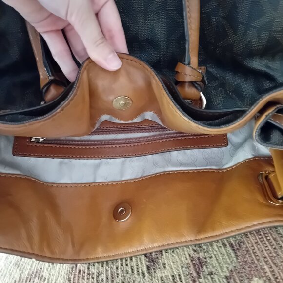 Michael Kors Hamilton Est/West Brown Logo Satchel Purse Bag - Picture 7 of 16